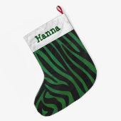 Zebra Black und Green Großer Weihnachtsstrumpf (Rückseite (Hängend))