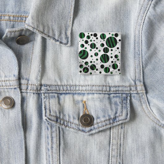 Zebra Black und Green Polka Dot Button (Beispiel)