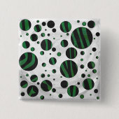 Zebra Black und Green Polka Dot Button (Vorderseite)