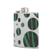Zebra Black und Green Polka Dot Flachmann (Links)