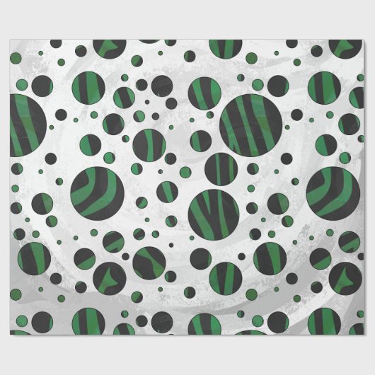 Zebra Black und Green Polka Dot Geschenkpapier (Flach)
