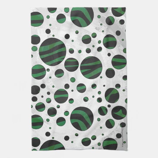 Zebra Black und Green Polka Dot Handtuch (Vertikal)