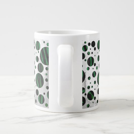 Zebra Black und Green Polka Dot Jumbo-Tasse (Rückseite)