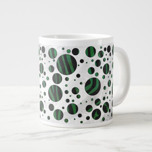 Zebra Black und Green Polka Dot Jumbo-Tasse (Vorderseite Rechts)