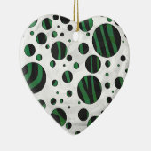 Zebra Black und Green Polka Dot Keramikornament (Rechts)