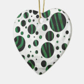 Zebra Black und Green Polka Dot Keramikornament (Links)