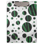 Zebra Black und Green Polka Dot Klemmbrett (Vorderseite)