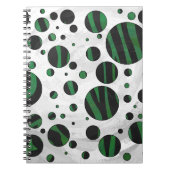 Zebra Black und Green Polka Dot Notizblock (Vorderseite)