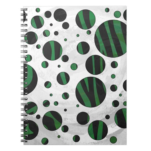 Zebra Black und Green Polka Dot Notizblock (Vorderseite)