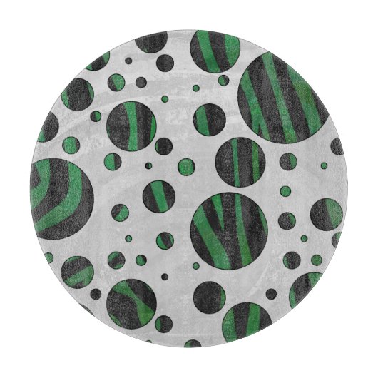 Zebra Black und Green Polka Dot Schneidebrett (Vorderseite)
