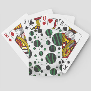 Zebra Black und Green Polka Dot Spielkarten