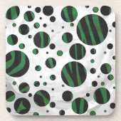 Zebra Black und Green Polka Dot Untersetzer (Vorderseite)