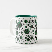 Zebra Black und Green Polka Dot Zweifarbige Tasse (Vorderseite Links)