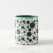 Zebra Black und Green Polka Dot Zweifarbige Tasse (Mittel)