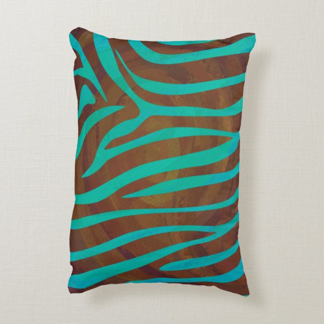 Zebra Black und Green Print Dekokissen (Rückseite(Vertikal))