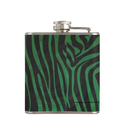 Zebra Black und Green Print Flachmann (Rückseite)