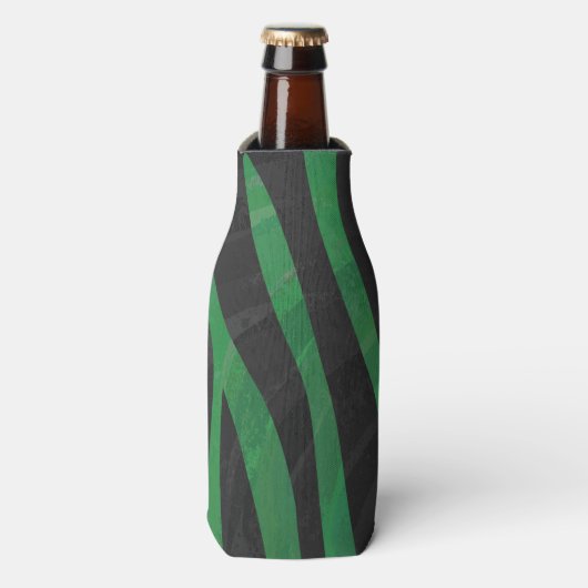 Zebra Black und Green Print Flaschenkühler (Flaschenvorderseite)