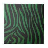 Zebra Black und Green Print Fliese (Vorderseite)