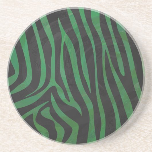 Zebra Black und Green Print Getränkeuntersetzer (Vorne)