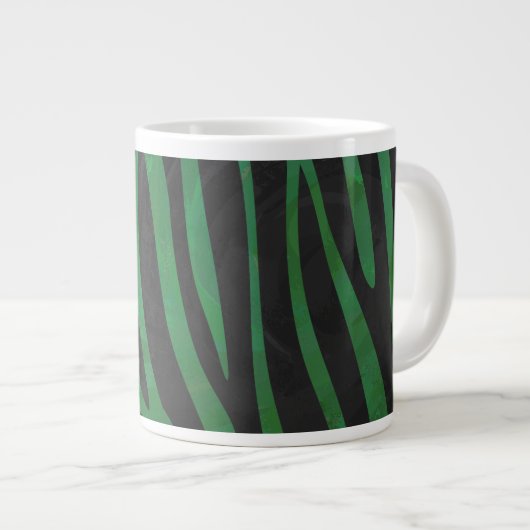 Zebra Black und Green Print Jumbo-Tasse (Vorderseite Rechts)