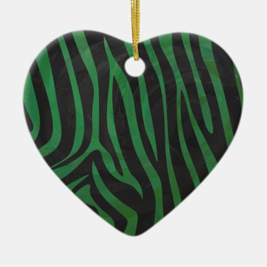 Zebra Black und Green Print Keramikornament (Vorne)
