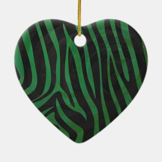 Zebra Black und Green Print Keramikornament (Hinten)