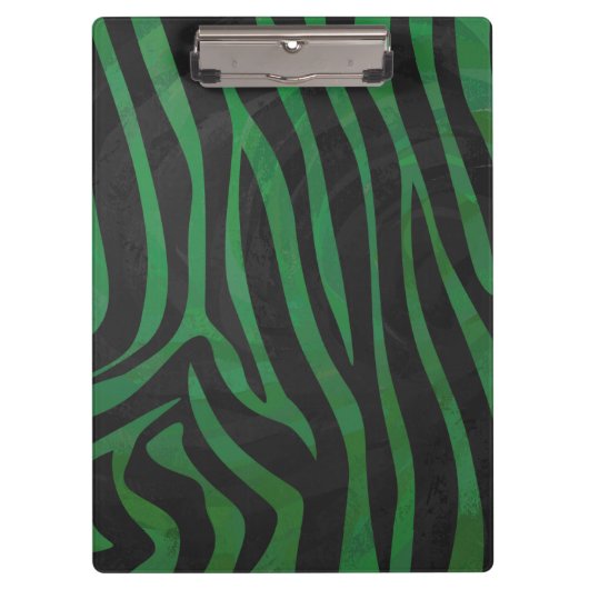 Zebra Black und Green Print Klemmbrett (Vorderseite)
