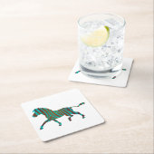 Zebra Black und Green Print Rechteckiger Pappuntersetzer (Vor Ort)