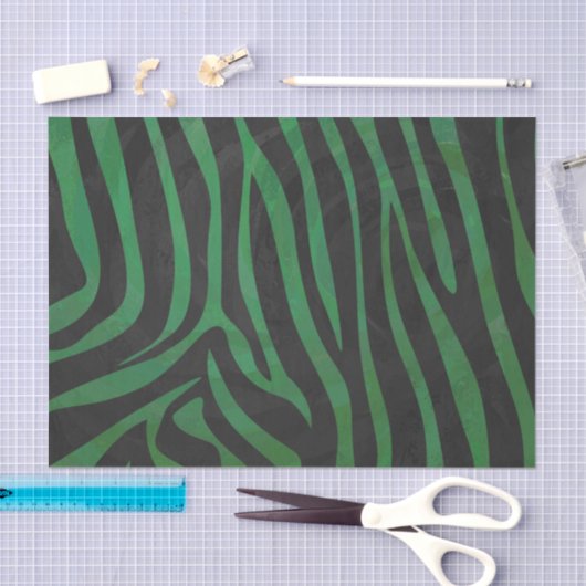 Zebra Black und Green Print Seidenpapier (Handwerk)