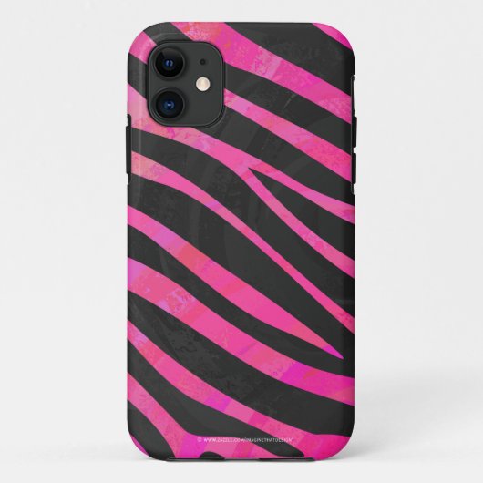 Zebra Black und Hot Pink Print Case-Mate iPhone Hülle (Rückseite)