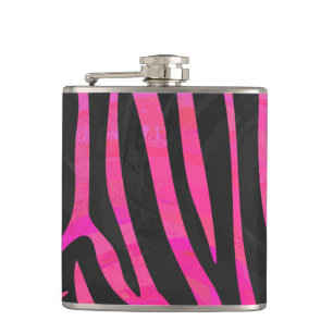 Zebra Black und Hot Pink Print Flachmann