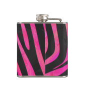 Zebra Black und Hot Pink Print Flachmann (Rückseite)