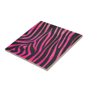 Zebra Black und Hot Pink Print Fliese