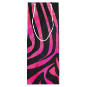 Zebra Black und Hot Pink Print Geschenktüte Für Weinflaschen (Rückseite)