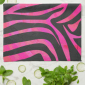 Zebra Black und Hot Pink Print Geschirrtuch (Gefaltet)