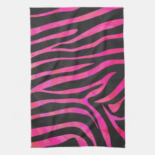 Zebra Black und Hot Pink Print Geschirrtuch