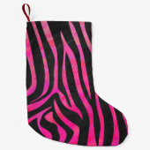 Zebra Black und Hot Pink Print Kleiner Weihnachtsstrumpf (Vorderseite)