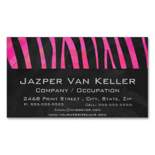 Zebra Black und Hot Pink Print Magnetische Visitenkarte