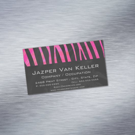 Zebra Black und Hot Pink Print Magnetische Visitenkarte (Beispiel)