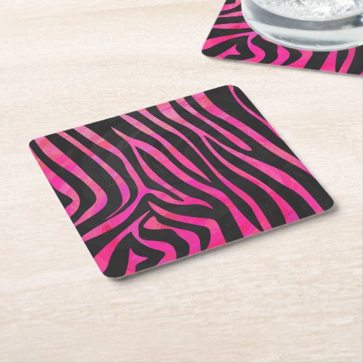 Zebra Black und Hot Pink Print Rechteckiger Pappuntersetzer (angewinkelt)
