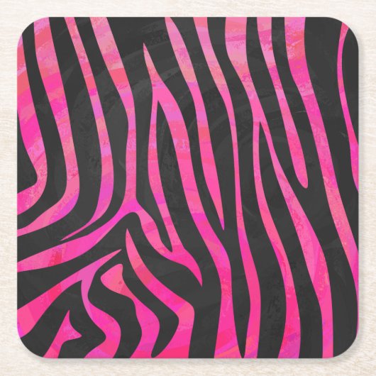 Zebra Black und Hot Pink Print Rechteckiger Pappuntersetzer (Vorderseite)