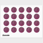 Zebra Black und Hot Pink Print Runder Aufkleber (Blatt)
