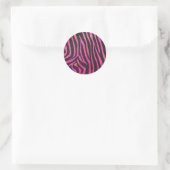 Zebra Black und Hot Pink Print Runder Aufkleber (Tasche)