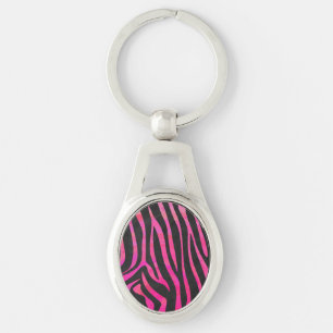 Zebra Black und Hot Pink Print Schlüsselanhänger