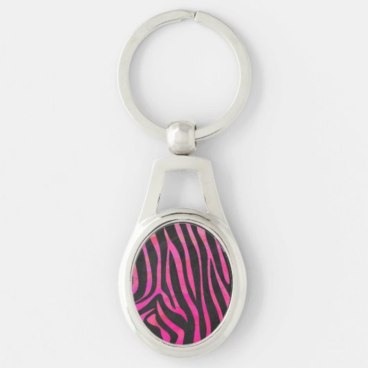 Zebra Black und Hot Pink Print Schlüsselanhänger (Vorderseite)