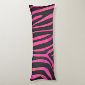 Zebra Black und Hot Pink Print Seitenschläferkissen (Rückseite (Vertikal))