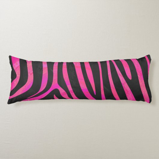 Zebra Black und Hot Pink Print Seitenschläferkissen (Vorderseite)