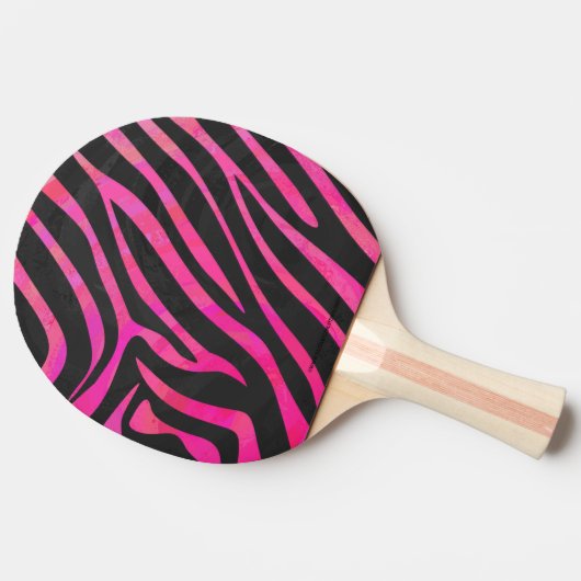 Zebra Black und Hot Pink Print Tischtennis Schläger (Seitenansicht)