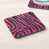 Zebra Black und Hot Pink Print Untersetzer (Linke Seite)