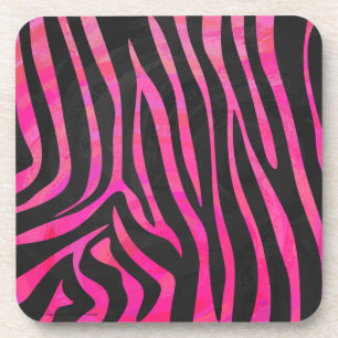 Zebra Black und Hot Pink Print Untersetzer